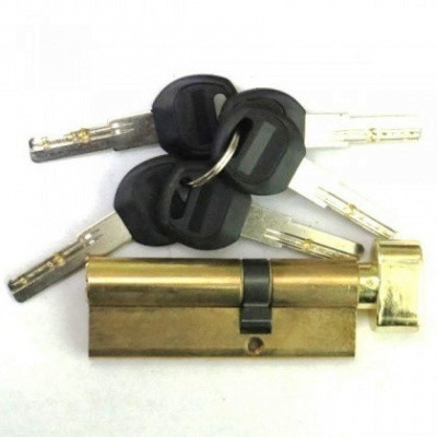 Механизм цилиндровый"Евровертушка" 80мм(47,5х32,5мм) 5 ключей, ключ-вертушка, мат.золото (SB)