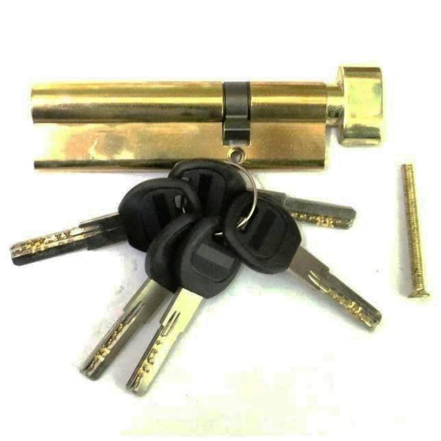 Механизм цилиндровый"Евровертушка" 95мм(62,5х32,5мм) 5 ключей, ключ-вертушка, мат.золото (SB)