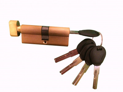 Механизм цилиндровый"Евровертушка" 90мм(50х40мм) 5 ключей, ключ-вертушка, мат.латунь(SB)