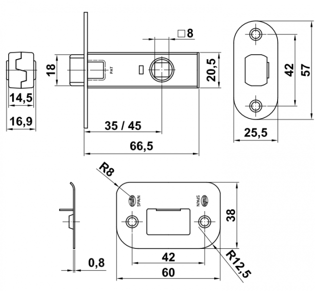 Защелка Amig 8-45 (черный) 24819 Защелка Amig 8-45 (черный) 24819
