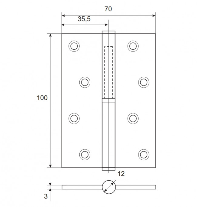 Петля Апекс 100*70-В-Steel-AB-R (бронза)