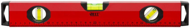 Уровень "Бизон", 3 глазка, красный корпус, магнитная полоса, ручки, шкала 400 мм