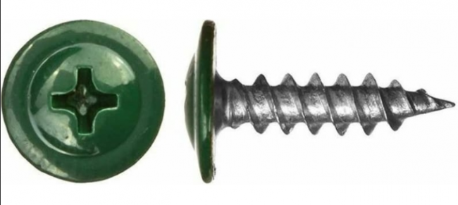 Саморез с прессшайбой острый, зеленый RAL 6005 4,2*19 (320)