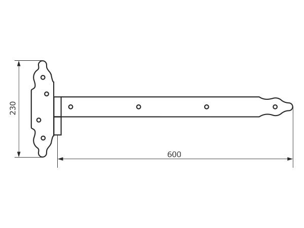 Петля стрела фигурная ПС-600(черный) Д