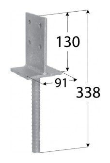 Основание колонны бруса тип T PSW 90*130*8*336