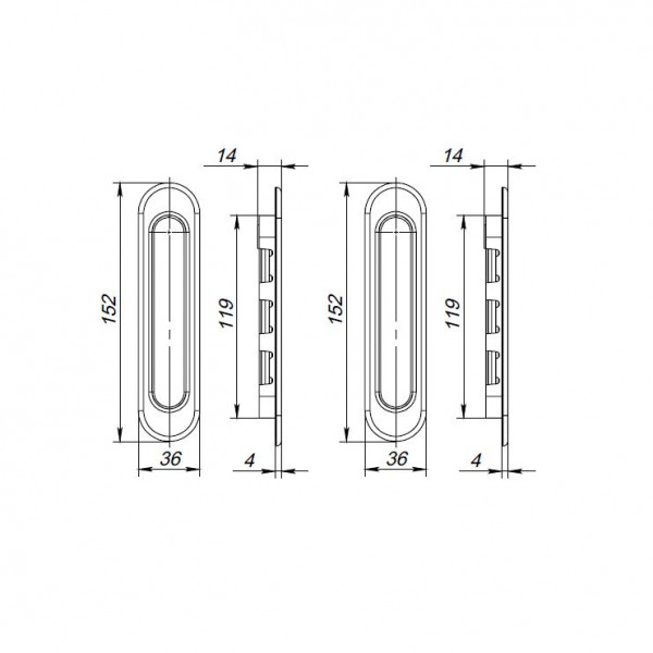 Ручки Punto для раздвижных дверей Soft Line SL-010 SG