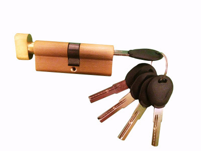 Механизм цилиндровый"Евровертушка" 75мм(42,5х32,5мм) 5 ключей, ключ-вертушка, мат.золото (SB)