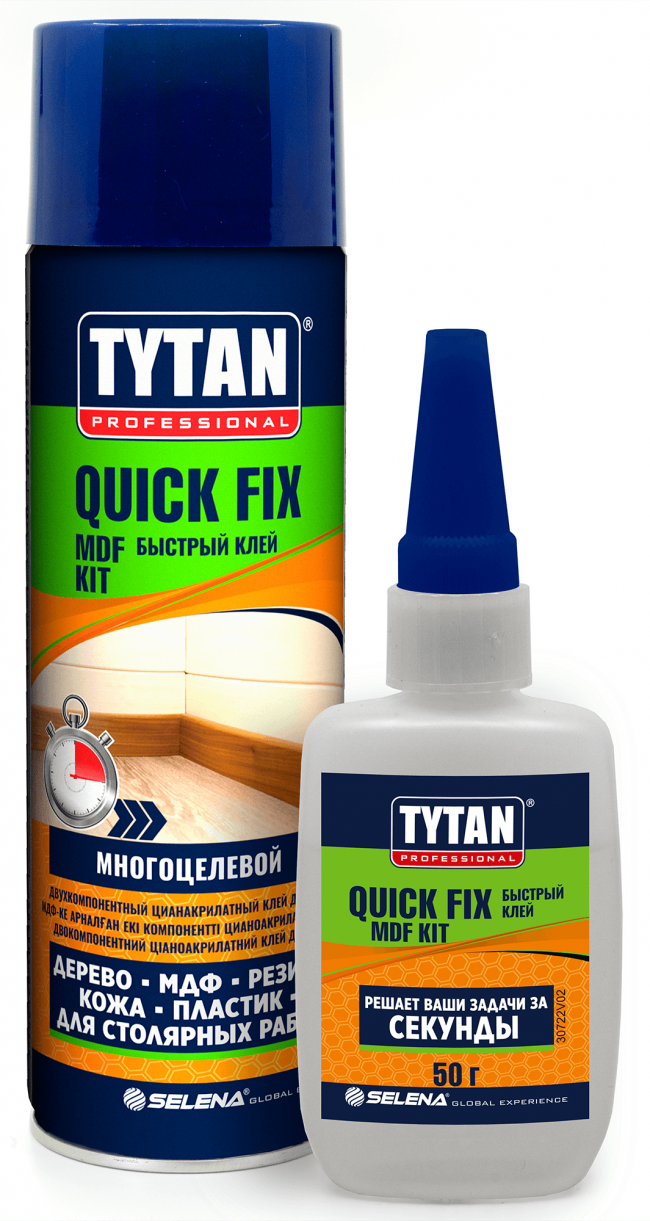 TYTAN Professional Quiсk Fix клей цианакрилатный двухкомпонентный для МДФ прозрачный 200 мл/50 г TYTAN Professional Quiсk Fix клей цианакрилатный двухкомпонентный для МДФ прозрачный 200 мл/50 г