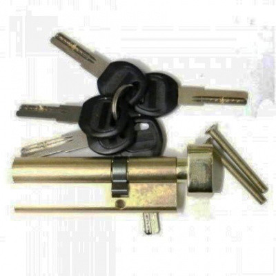 Механизм цилиндровый"Евровертушка" 90мм(57,5х32,5мм) 5 ключей, ключ-вертушка, мат.золото (SB)