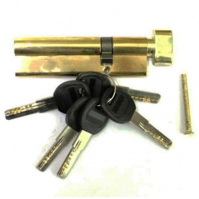 Механизм цилиндровый"Евровертушка" 100мм(67,5х32,5мм) 5 ключей, ключ-вертушка, мат.золото (SB)