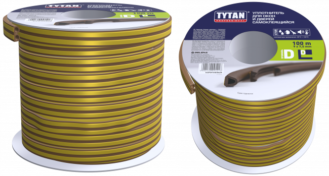 TYTAN Professional Уплотнитель для окон и дверей D коричн. 2*50m x 9mm x 7,5mm (2 шт.) TYTAN Professional Уплотнитель для окон и дверей D коричн. 2*50m x 9mm x 7,5mm (2 шт.)
