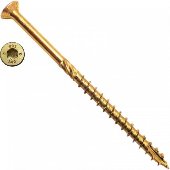 Саморез конструкционный потай  6*160 желтый цинк (100)