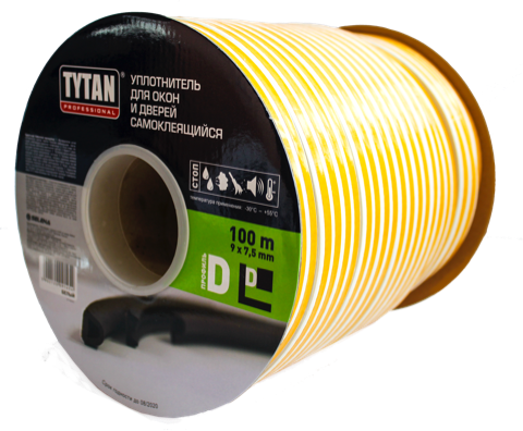 TYTAN Professional Уплотнитель для окон и дверей D белый 2*50m x 9mm x 7,5mm (4 шт.)