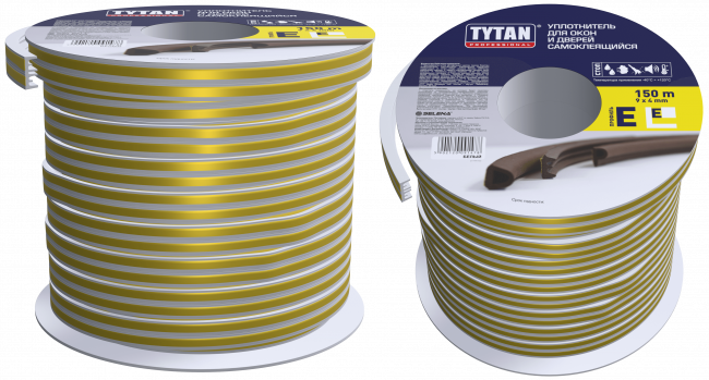 TYTAN Professional Уплотнитель для окон и дверей E белый 2*75m x 9mm x 4mm (8 шт.)