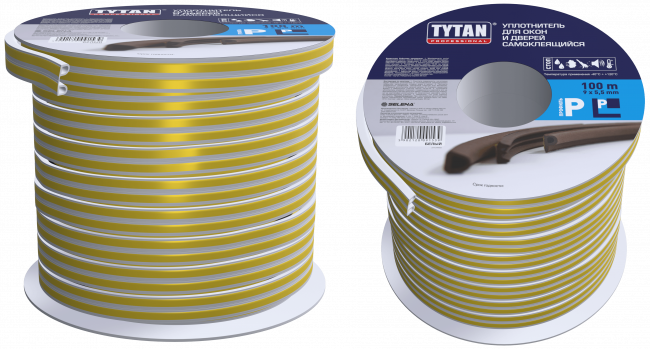 TYTAN Professional Уплотнитель для окон и дверей P белый 2*50m x 9mm x 5,5mm (2 шт.)