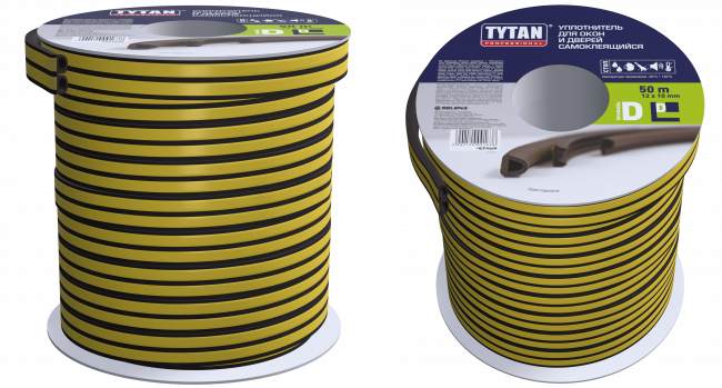 TYTAN Professional Уплотнитель для окон и дверей D черный 2*25m x 12mm x 10mm (8 шт.) TYTAN Professional Уплотнитель для окон и дверей D черный 2*25m x 12mm x 10mm (8 шт.)