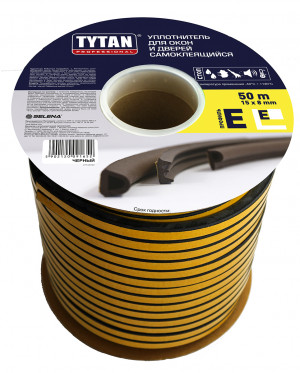 TYTAN Professional Уплотнитель для окон и дверей E черный 2*25 x 15mm x 8mm